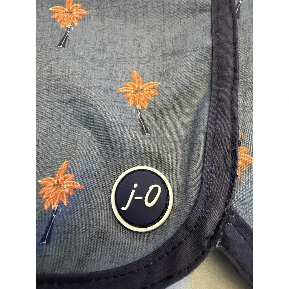 johnnie-O Men's M Blue Orange Floral Swim Trunks Drawstring Pockets Mesh Lined